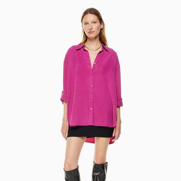 Aritzia Babaton Archive Shirt- Oversized Drapey Twill Button-Up Shirt- Size XS - Picture 12 of 15